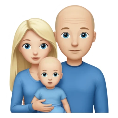 Eigene Familienbild - 3 Personen, Frau dunkle lange Haare,  Mann Glatze und blaue Augen, ein kind von 2 Jahren und blond und dunkle Augen  sticker