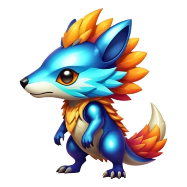Shiny Epic Edgy Cool Colorful Vibrant Modern Vernid-Protogen-creature-animal, full body sticker
