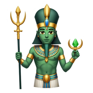 Ancient Egyptian god Osiris with green skin, Atef crown, and holding crook and flail sticker