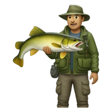 A fisherman who caught a pike sticker