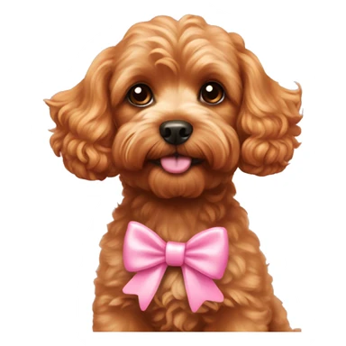 Ginger cavapoo with a pink bow on it  sticker