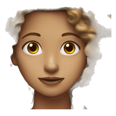 White women with the brown curly hair and blue eyes work at the laptop  sticker