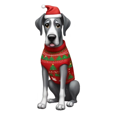 a great dane wearing a christmas sweater  sticker