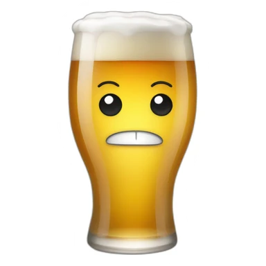 beer glass with a face sticker