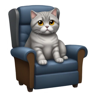 Grey Scottish fold cat siting in a gamer chair sticker