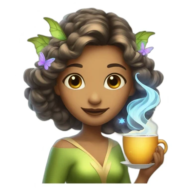 fairy with Magic wand, making hot tea sticker