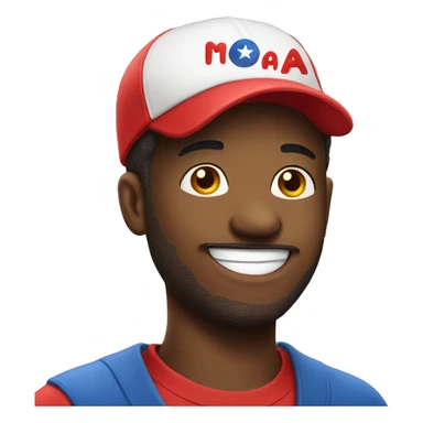 Normal smile face emoji wearing a MAGA hat sticker