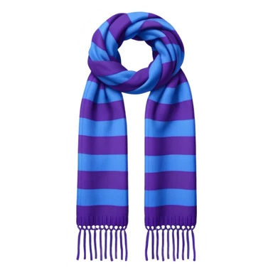Realistic cobalt-blue and purple vertically thick-striped winter scarf isolated. sticker