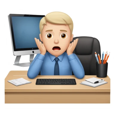 A white man sits at his desk in shock. sticker