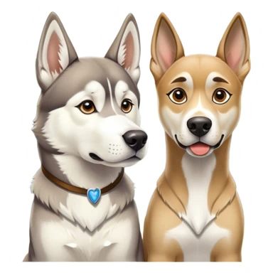 husky and fawn Great Dane  sticker