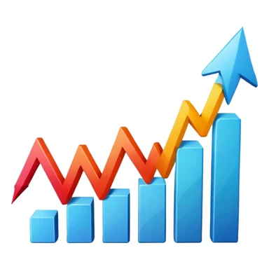 Upward trending business chart with arrow pointing up sticker