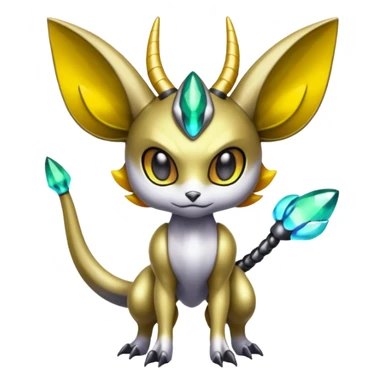Shiny Futuristic Horned Cyber-Vernid-Trico-Meloetta-Grem2-Peppercat-Protogen-Pokémon-Digimon-Fakémon-fusion-hybrid-creature sticker