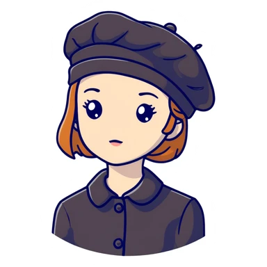 girl wearing a black beret sticker