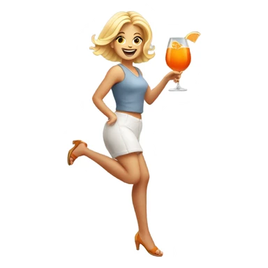 Blonde Girl Jumping with aperol spritz  sticker