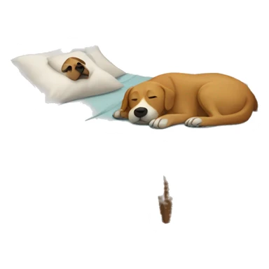 Dog and human sleeping in a bed sticker