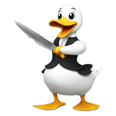 Dancing duck holding a knife sticker