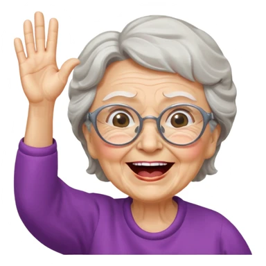 An old lady with big glasses, waving her arms while yelling encouragement. sticker
