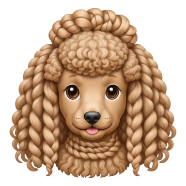 Miniature poodle with braids on its head sticker