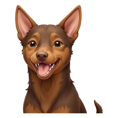 Cinematic Cute Yawning Brown and Tan Kelpie Portrait Emoji, Head tilted slightly with a dramatic, wide-open yawn, showcasing a smooth brown Fur with distinct tan highlights, floppy ears slightly drooping, round warm eyes barely open in drowsy contentment, Simplified yet irresistibly adorable features, highly detailed, glowing with a soft, cozy glow, high shine, relaxed yet expressive, stylized with a touch of whimsy, bright and endearing, soft glowing outline, capturing the essence of a sleepy yet affectionate herder, so drowsy it feels like it could stretch out of the screen and curl up for a nap! sticker