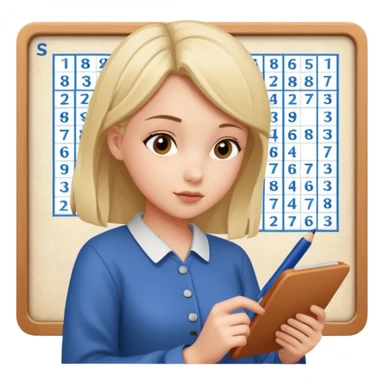 Girl Sudoku Problem-Solving on the new paper, side view. sticker