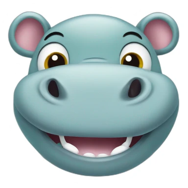 Smiling cute hippo with Googly eyes color turquoise sticker