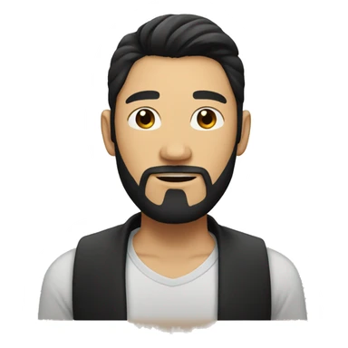 Asian Guy with long black hair and black beard sticker