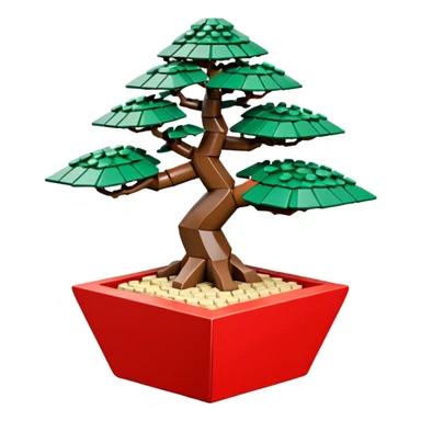 Empty(freshly made, no tree in it) Lego bonsai pot with triangular angular faceted asymmetrical original shaped body  sticker
