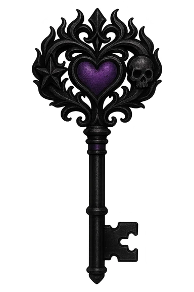 emo style black and purple diary key sticker