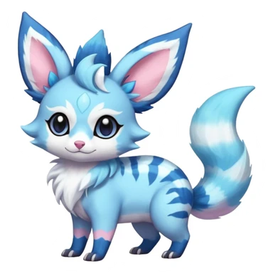 Rare realistic cute adorable epic aesthetic colorful Amaura-Sylveon-Vaporeon-Civet-Genet-species-Fakemon-hybrid-creature, with markings, full body sticker