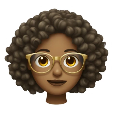 Lang curly hair girl with thin round gold glasses sticker