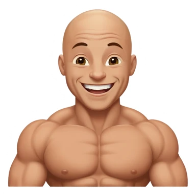 bodybuilder bald and small laughing sticker