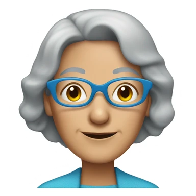 old lady with blue hexagon glasses and straight grey bob  sticker