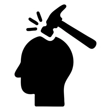 head with a hammer hitting it solid filled icon sticker