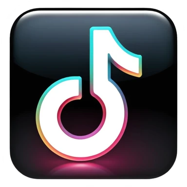 tiktok logo thats glowing transparent background but make it shiny glow sticker