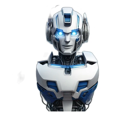 friendly transformers robot style AI with brain exposed circuit wires lightning explosions overwhelmed sticker