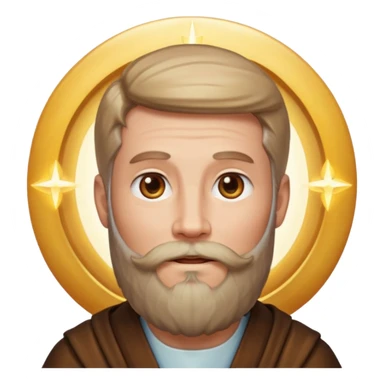 wise bearded male face with gentle features, surrounded by radiant beaming light symbolizing divine presence and voice, Heavenly Father from the Bible, apple emoji style sticker