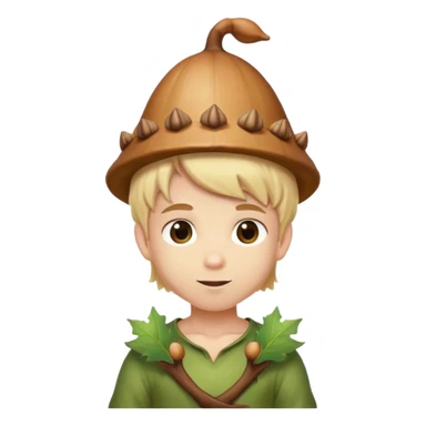 Blonde fairy boy with acorn hat sticker