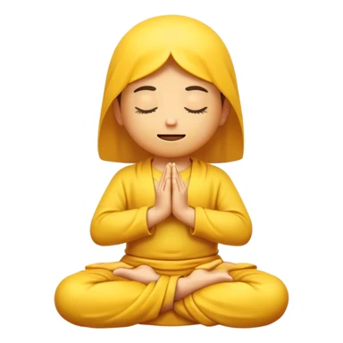 classic yellow emoji meditating, floating slightly above the ground, calm face sticker