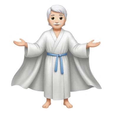 fullbody silverhair god, white robe sticker