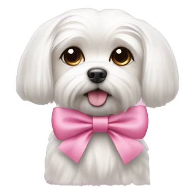 Maltese dog with a pink bow sticker