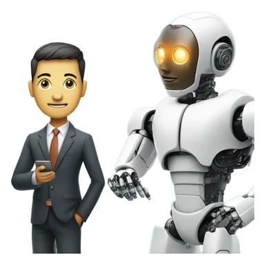 one cyborg performing marketing tasks sticker