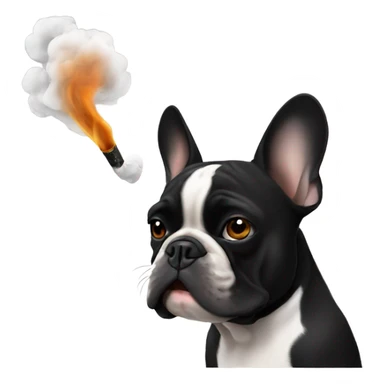 Black French bulldog smoking  sticker