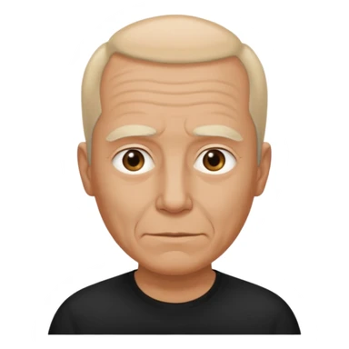 less hair, black shirt, no smile, older face sticker