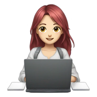 Anime girl with a laptop sticker