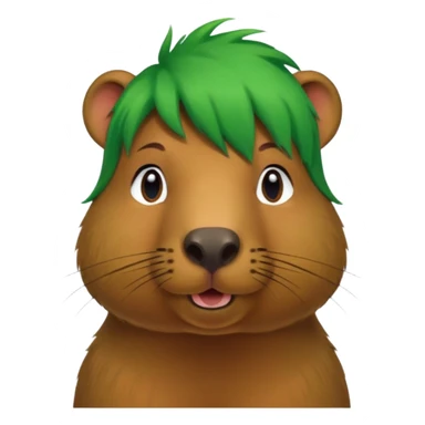 Capybara with green hair sticker