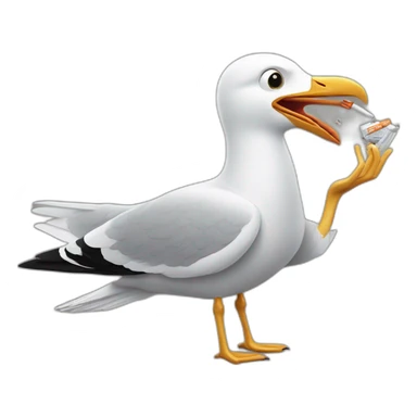 seagull stealing pack of cigarettes sticker
