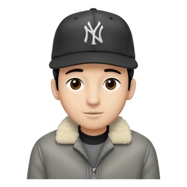 Cappellino New Era New York nero e persona con giubbotto di pecora grigio sticker