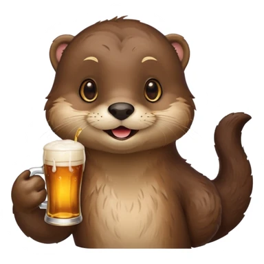 Otter holding a beer sticker