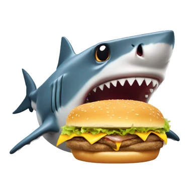 Shark eating cheeseburger sticker