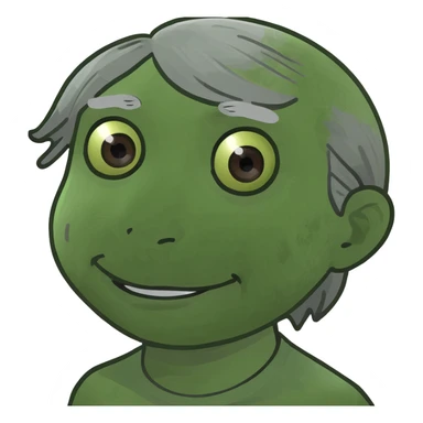 Yellow emoji with grey hair and 28 freckles sticker